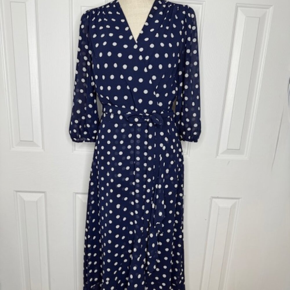 Sam Edelman Midi Polka Dot Dress with Ruffle